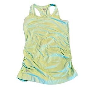 Athleta lime green racer back tank, pleated sides, XS